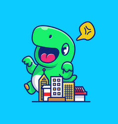 Angry Dinosaur Destroy City Cartoon