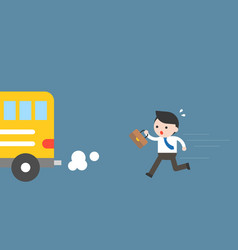 Businessman Running To Catch Bus But Late