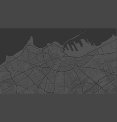 Dark Grey Background Map Casablanca City Area