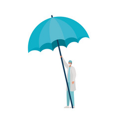 Male Doctor With One Safety Mask And One Umbrella