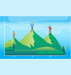 Success Graph As A Mountain With Corporate People