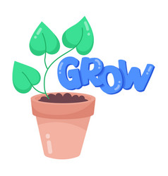 Flat Sticker Of Growing Plant