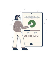 Person Listening Audio Podcast Or Interview Talk