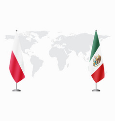 Poland And Mexico Flags For Official Meeting