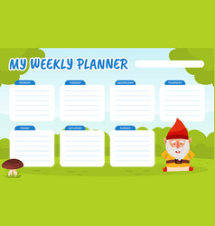 Weekly Planner With Fantastic Gnome Character