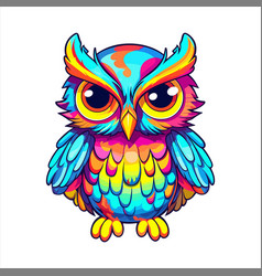 Owl Colorful Watercolor Cartoon Kawaii Character