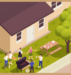 Family Picnic Barbecue Isometric