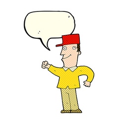 Cartoon Man Punching Air With Speech Bubble