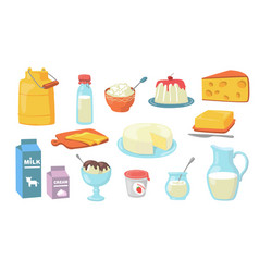 Dairy Products Flat Icon Set