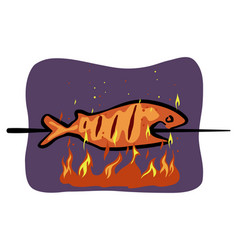 Fish Grilling On Flame