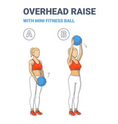 Girl Doing Overhead Raise With Medicine Ball Home