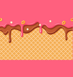 Ice Cream Cone Seamless Pattern Waffle Texture