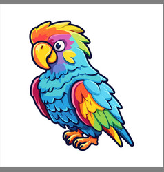 Parrot Colorful Watercolor Cartoon Kawaii