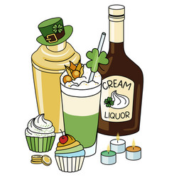 Saint Patricks Day Sweet Cocktail Composition