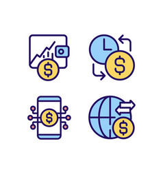 Daily Cash Flow Pixel Perfect Rgb Color Icons Set