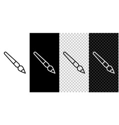 Set Line Paint Brush Icon Isolated On Black