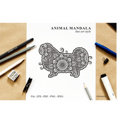 Dog Mandala Line Art Style Boho