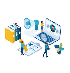 Isometric Hr Manager We Hire Employees To Our