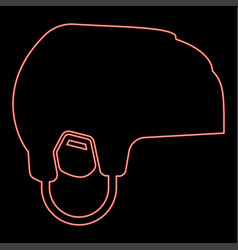 Neon Hockey Helmet Red Color Image Flat Style