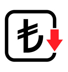 Cost Reduction- Decrease Turkish Lira Icon Symbol