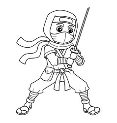 Ninja Holding A Katana Isolated Coloring Page