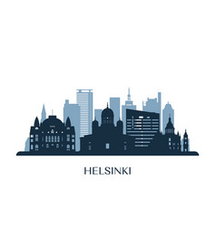 Helsinki Skyline Monochrome Silhouette