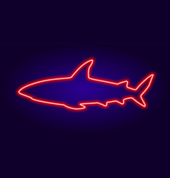 Neon Shark Sign In Red On Dark Blue Background