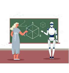 Robot Teacher With Blackboard Concept