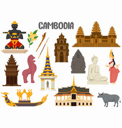 Set Of Cambodia Famous Landmarks