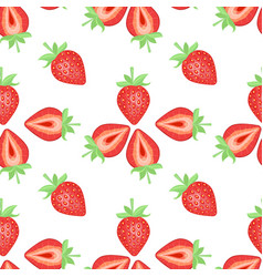 Seamless Pattern Of Strawberry With Green Leaves