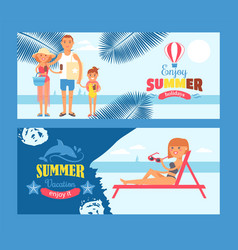  People rest on sea beach vacation travel banner Vector Image