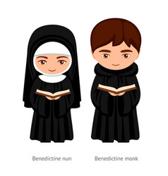 Benedictine Monk And Nun Holding A Bible