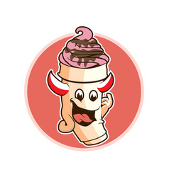 Cartoon Mascot Of Happy Ice Cream Cone