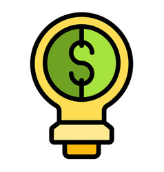 Money Bulb Icon Flat