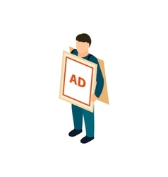 Sandwich Board Man Icon Isometric 3d Style