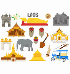 Set Of Laos Famous Landmarks