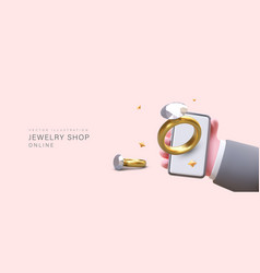 Jewelry Store Online 3d Hand Holding Smartphone