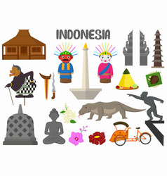 Set Of Indonesia Famous Landmarks