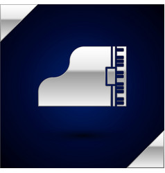 Silver Grand Piano Icon Isolated On Dark Blue