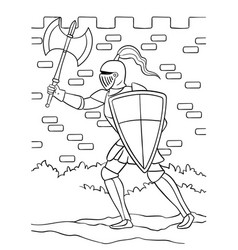 Knight Holding Axe And Shield Coloring Page