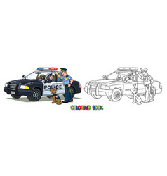 Police Officers And Car Coloring Book