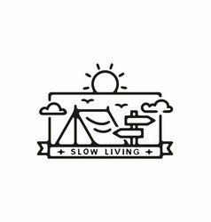 Slow Living Camping Line Art