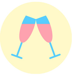 Two Cheering Pink Champagne Glasses Flat Icon