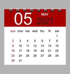 Business Calendar 2021 May Notebook Isolated