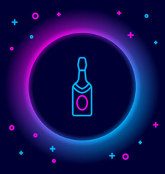 Glowing Neon Line Champagne Bottle Icon Isolated