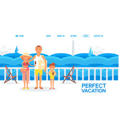 Happy Family Together On Summer Vacation Cruise