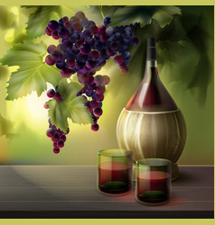 Wine Bottle And Grapes