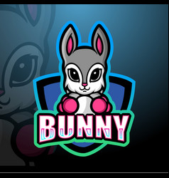 Rabbit mascot esport logo design Royalty Free Vector Image