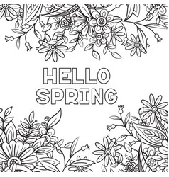 Hello Spring Coloring Page Royalty Free Vector Image