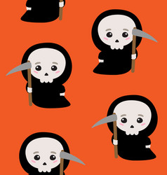 Seamless Pattern Of Flat Kawaii Death